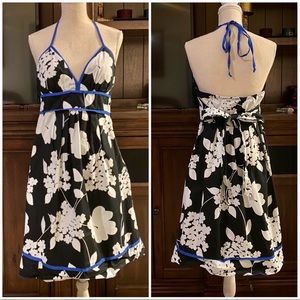 A.Byer Halterneck Tie Floral Dress Size 9 Junior Blue